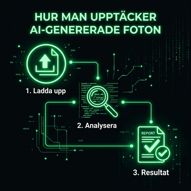 3 steg för att upptäcka AI-bilder - Ladda upp, Analysera, Resultat